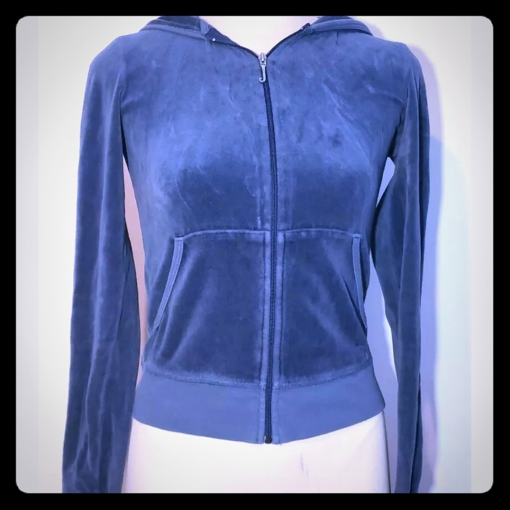 JUICY COUTURE Royal Blue Velour Zip Up Hoodie Jack